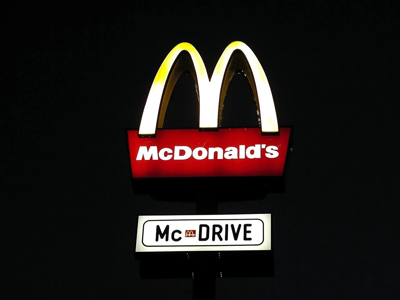 donalds, mc, signs, signage, board, glowing, eatery, food, black board, signage, signage, signage, signage, signage